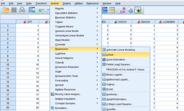 Phân tích hồi quy tuyến tính trong SPSS 26